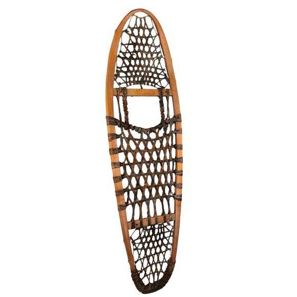 Vintage Wooden Snowshoe With Rawhide Lacing Made In Canada 10" x 36" Traditional - Picture 1 of 13